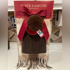 NWT Vince Camuto Scarf and Beanie Set OS Chocolate